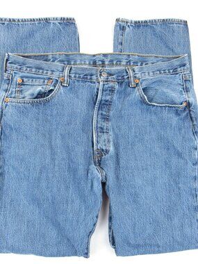 Levi 501 Strauss & Co Men's Jeans 38 x 34 Medium Wash Blue Denim Pant Button Fly